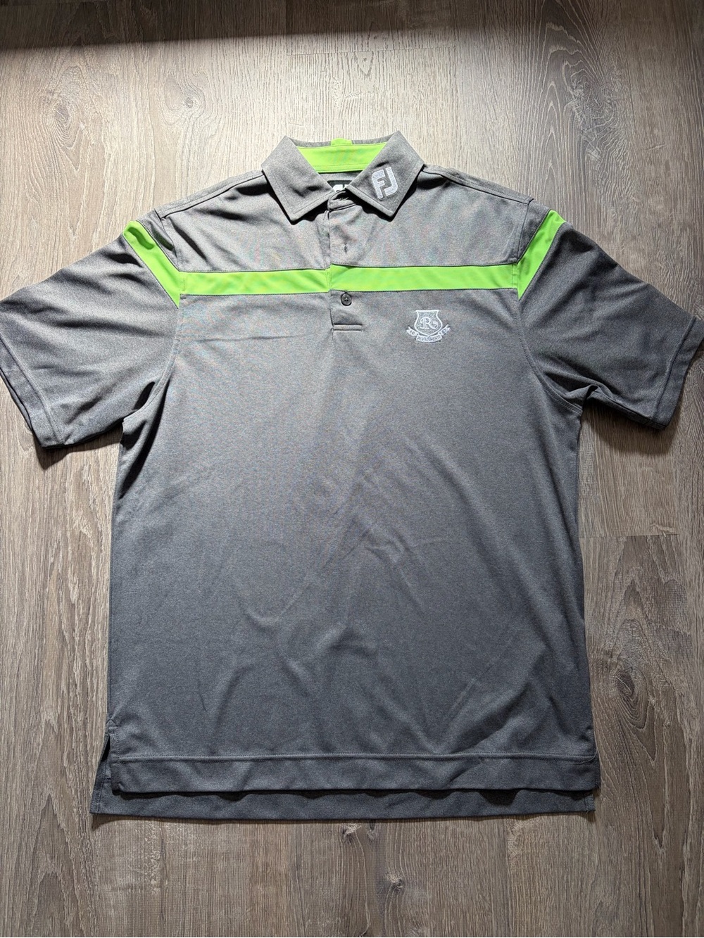 FootJoy Men’s Gray Polo with Neon Green Stripe